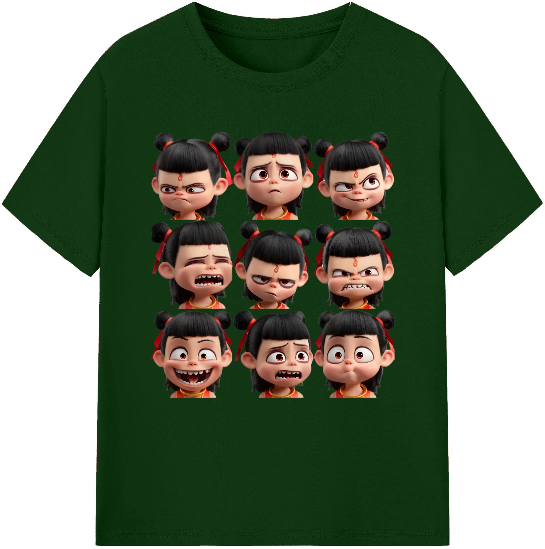 （画像用） Ne Zha 2 ナタ 魔童の大暴れ 綿100％半袖Tシャツ（フロントプリント）